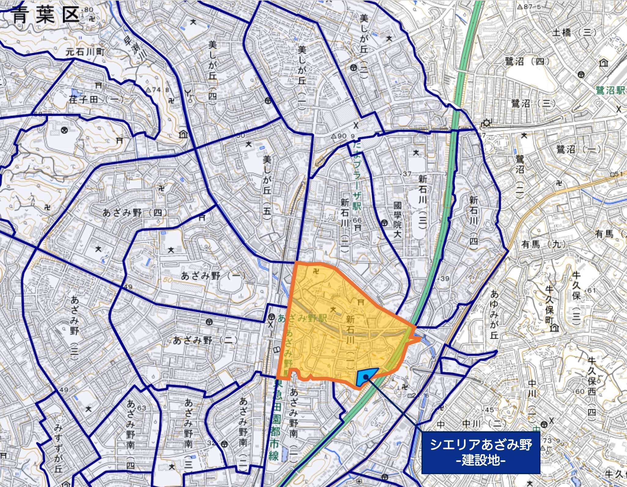 青葉区新石川1丁目マップ